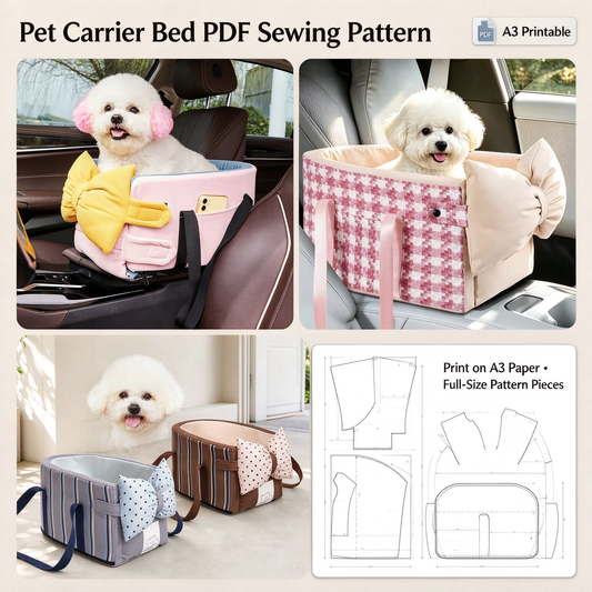 7 Styles Pet Bed Bundle PDF Sewing Patterns | A3 Printable DIY Pet Carrier, Backpack, Sofa & Cave Nest Templates for Small Cats & Dogs Up to 16.5 lbs
