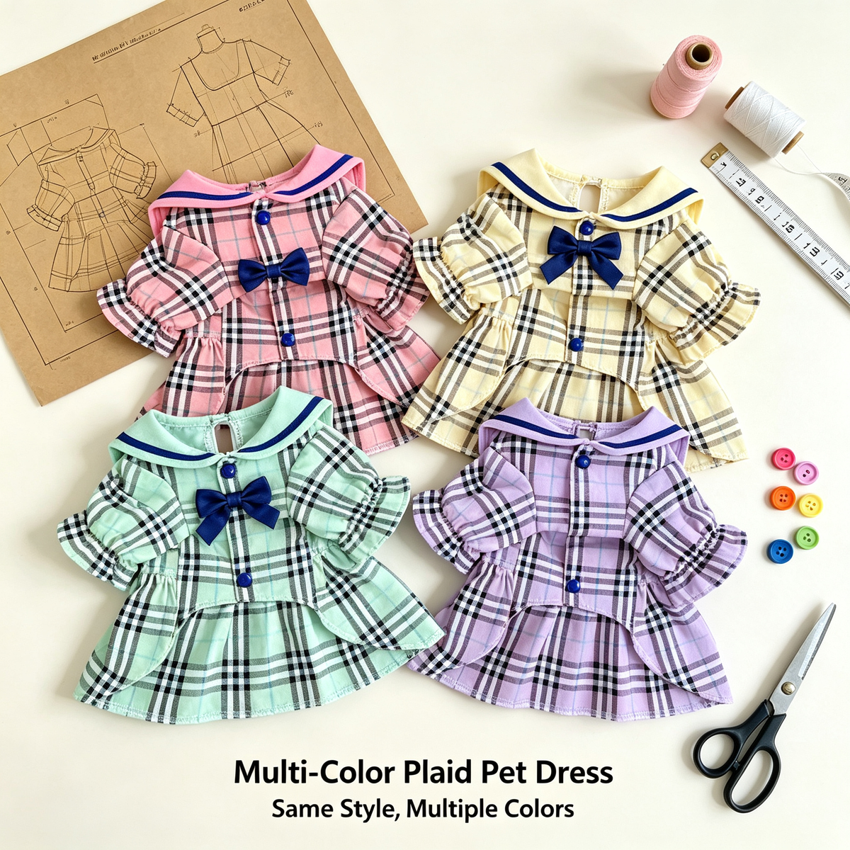 Pet Dress Sewing Pattern with Video Tutorial | A3 Printable | 7 Sizes (S-4XL) | Dog Cat Princess Dress Digital PDF