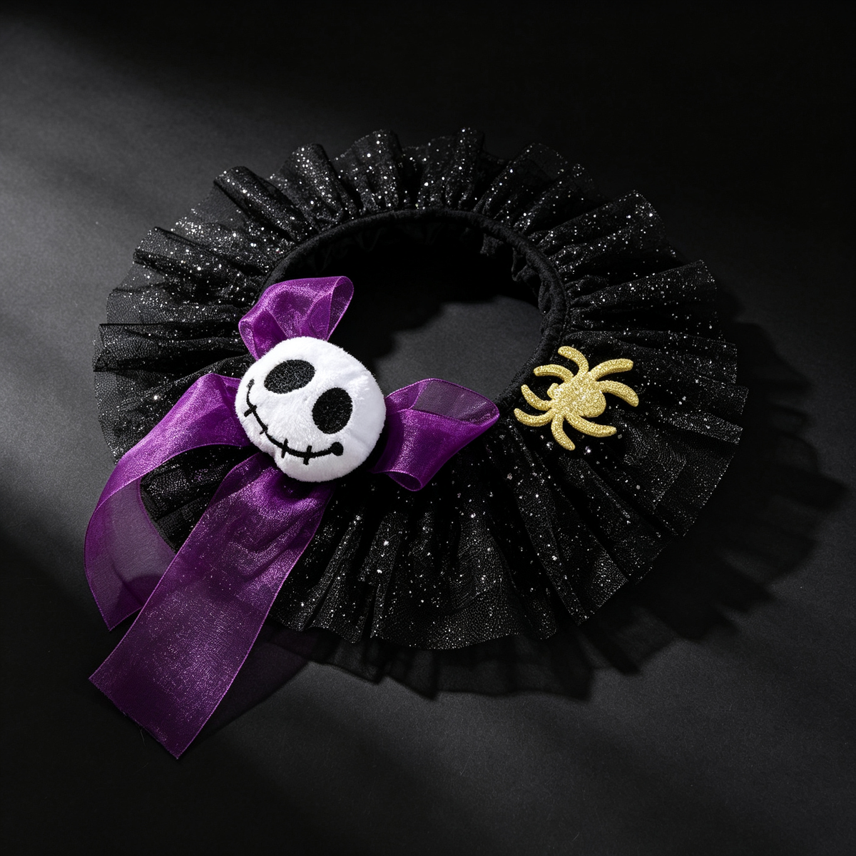 Halloween Ghost Skull Pet Collar – Spooky Tulle Neckwear for Dogs & Cats