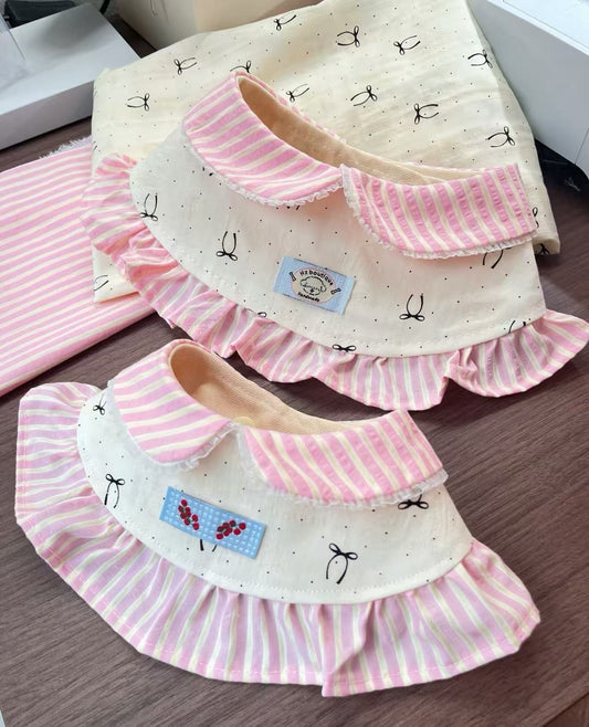 Preppy Ruffle Collar Dog Bandana Sewing Pattern PDF | Tie-Strap Peter Pan Pet Bib | Sizes M–L