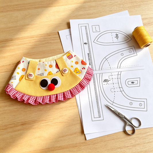 Pet Bandana Sewing Pattern PDF with Step-by-Step Tutorial | Big Eyes Ruffle Dog Cat Scarf | S–3XL Digital Download