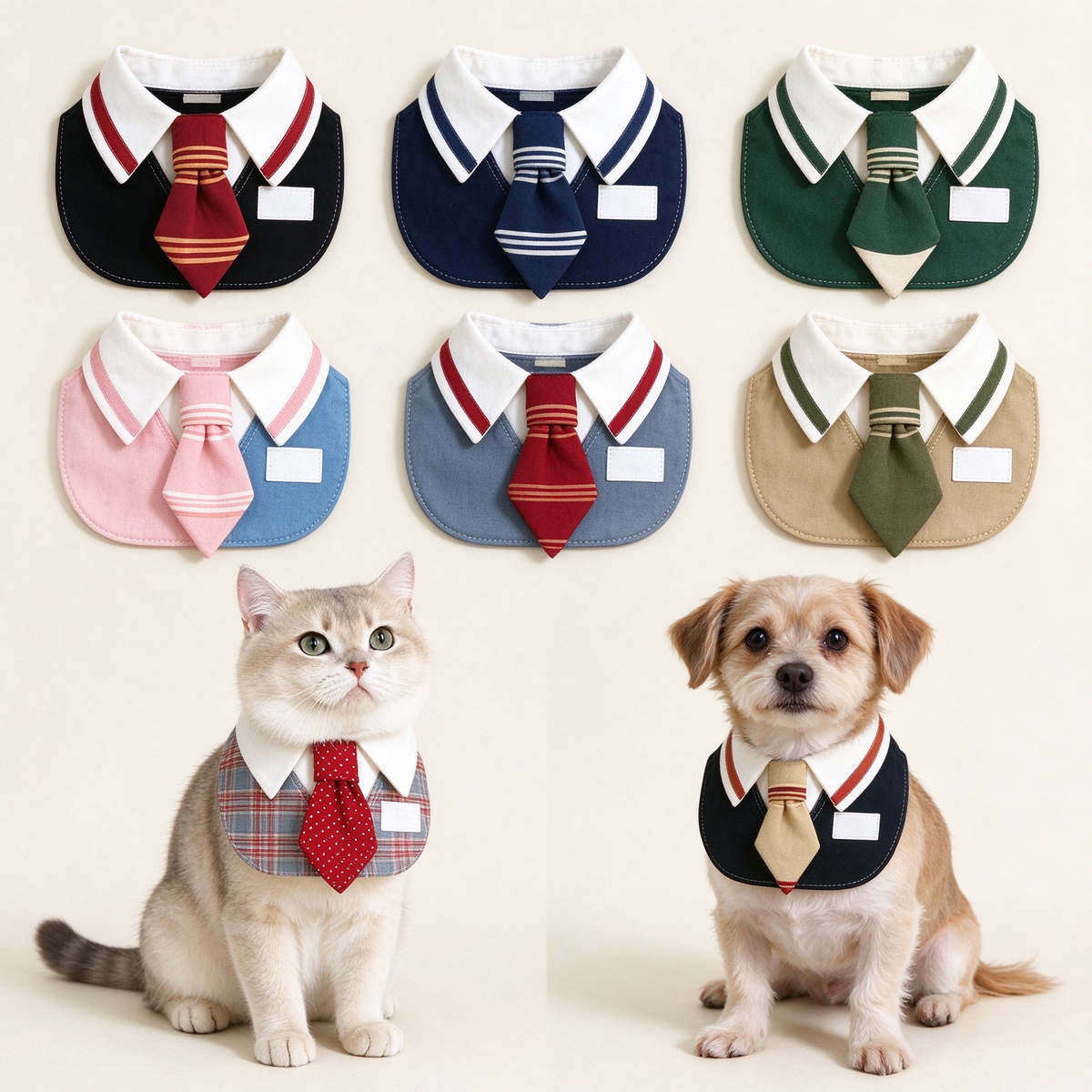 College Style Pet Collar Bib PDF Sewing Pattern | A4 Printable | 14 Sizes (XXS-9XL) | Step-by-Step Sewing Tutorial Included | Dog & Cat Neck Tie Bib Pattern
