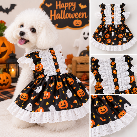Pet High Waist Dress Sewing Pattern with Video Tutorial | A3 Printable PDF | 7 Sizes S-4XL | Dog Cat Ruffle Lace Princess Dress