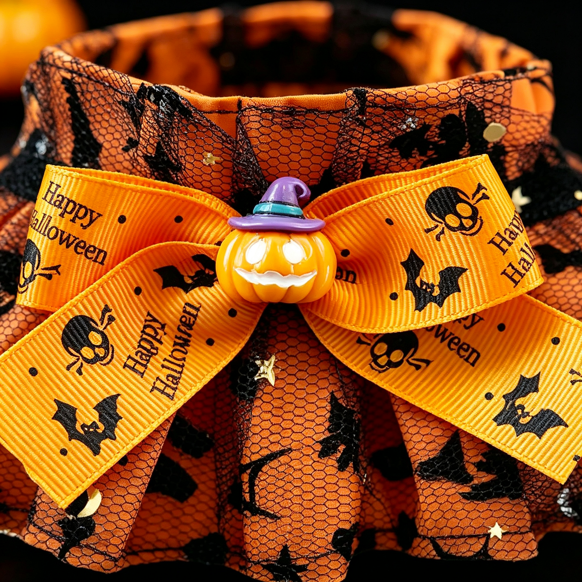Halloween Pet Collar Set – 3 Spooky Styles, Adjustable Dog & Cat Neckwear with Bow Tie, Ghost, Pumpkin & Bat Prints, Perfect for Trick-or-Treat and Pet Costumes