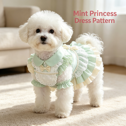 Pet Lolita Princess Dress Sewing Pattern with Video Tutorial | A3 Printable | 7 Sizes (S-4XL) | Dog Cat Ruffled Dress Digital PDF