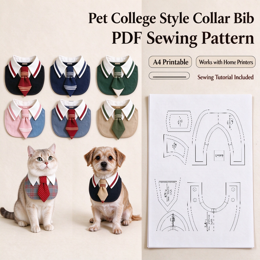 Preppy Campus Vibes: DIY College Tie Collar Bib for Dogs and Cats (Printable Pattern)