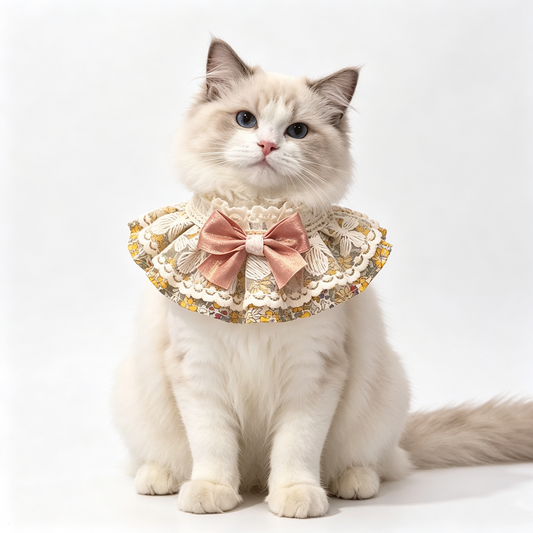 Cottagecore Charm For Your Furry Companion: This Vintage Floral Lace Collar Redefines Pet Accessories