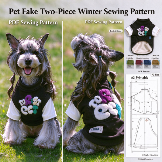 Pet Fake Two-Piece Winter Top PDF Sewing Pattern – Make Your Own Dog Outfit