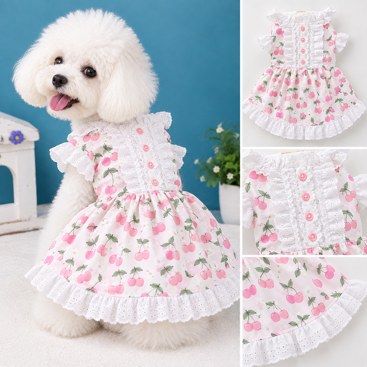 Pet High Waist Dress Sewing Pattern with Video Tutorial | A3 Printable PDF | 7 Sizes S-4XL | Dog Cat Ruffle Lace Princess Dress