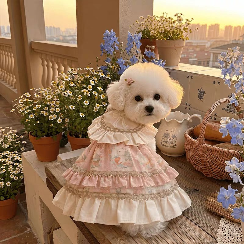 Pet Princess Dress & Bib PDF Sewing Pattern for Dogs & Cats | 7 Sizes S-4XL, Inch & Pound Size Chart, A3 Printable, Step-by-Step Sewing Tutorial, Lace Ruffle Pet Outfit Template