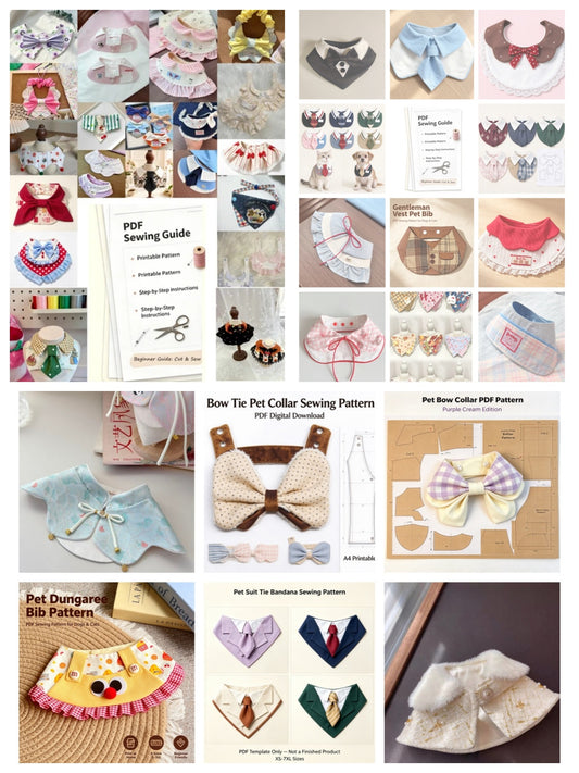 39 Dog Cat Bandana Sewing Patterns PDF Bundle | Free Future Updates, A4 Printable | All Styles Full Size Range | Print at Home | Sewing Tutorial Included | Digital Download