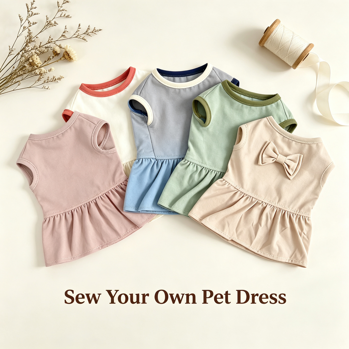 Pet Bow Vest Dress Sewing Pattern with Video Tutorial | A3 Printable PDF | 7 Sizes S-4XL | Girl Dog Cat Sleeveless Ruffle Dress