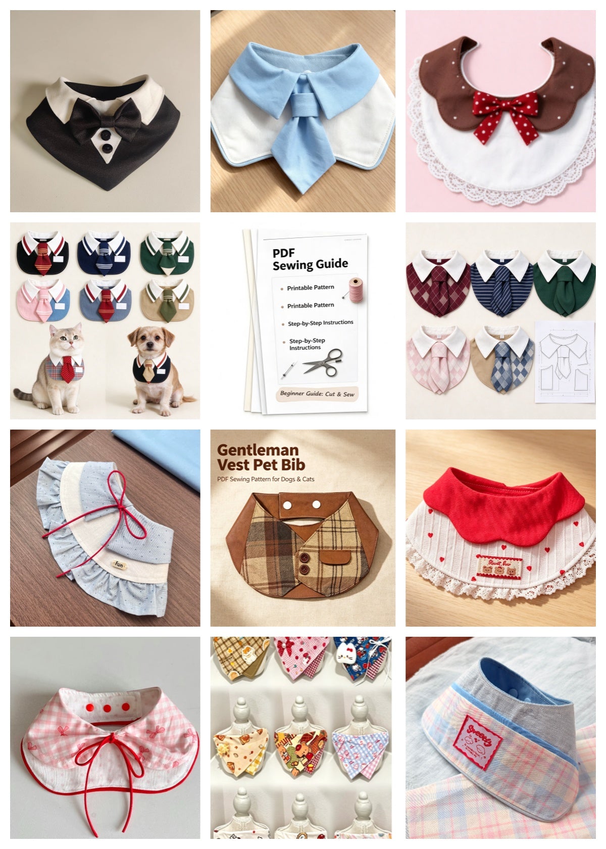 39 Dog Cat Bandana Sewing Patterns PDF Bundle | Free Future Updates, A4 Printable | All Styles Full Size Range | Print at Home | Sewing Tutorial Included | Digital Download
