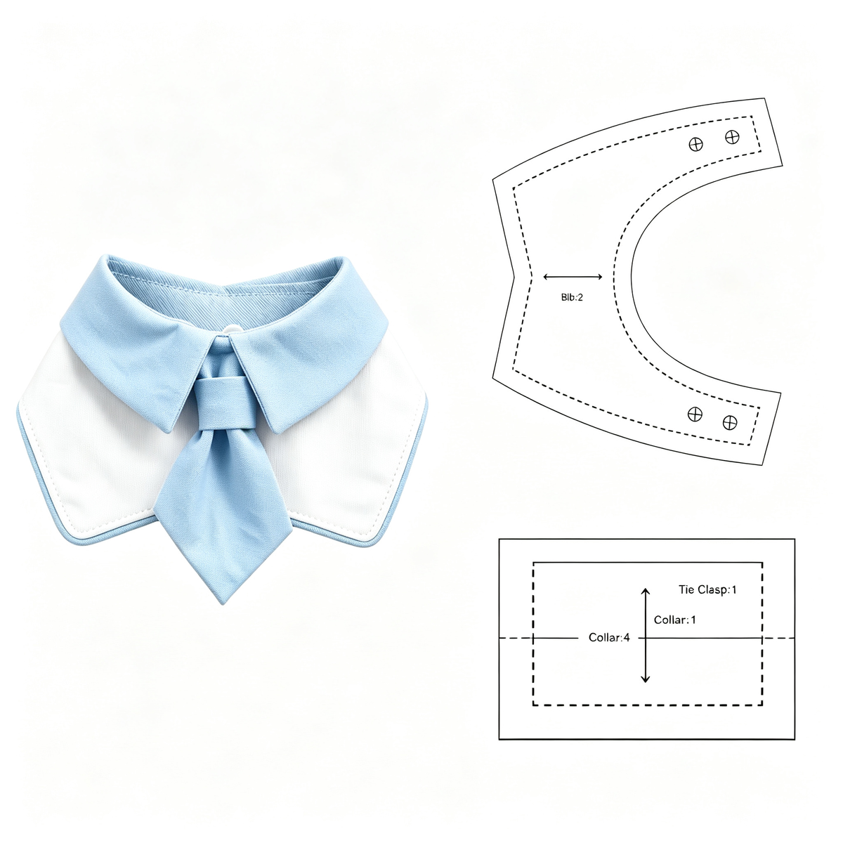 Shirt Collar Necktie Dog Bandana Sewing Pattern PDF | Formal Preppy Pet Bib | Sizes S–L