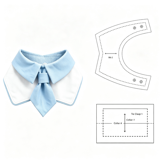 Shirt Collar Necktie Dog Bandana Sewing Pattern PDF | Formal Preppy Pet Bib | Sizes S–L