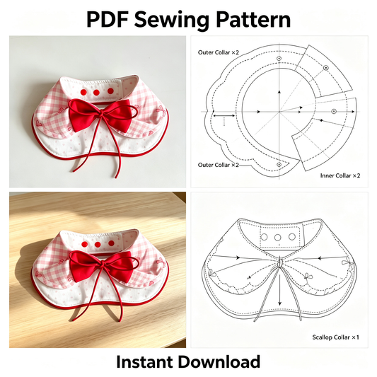 Sweet Double Bow Dog Bandana Pattern PDF | Ruffled Layered Pet Bib with Snap Straps | Instant Download