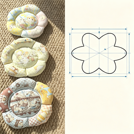 Sewing Tutorial + Petal Pet Bed Pattern (S–L) — Beginner-Friendly Flower Dog & Cat Bed PDF, Instant Download