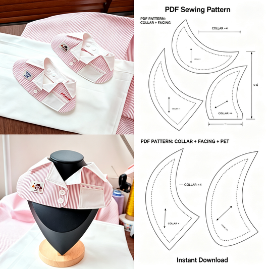 Dog Cat Shirt Collar Bandana Sewing Pattern | PDF Digital Download | Sizes S–L | Pet Shirt Bib Pattern
