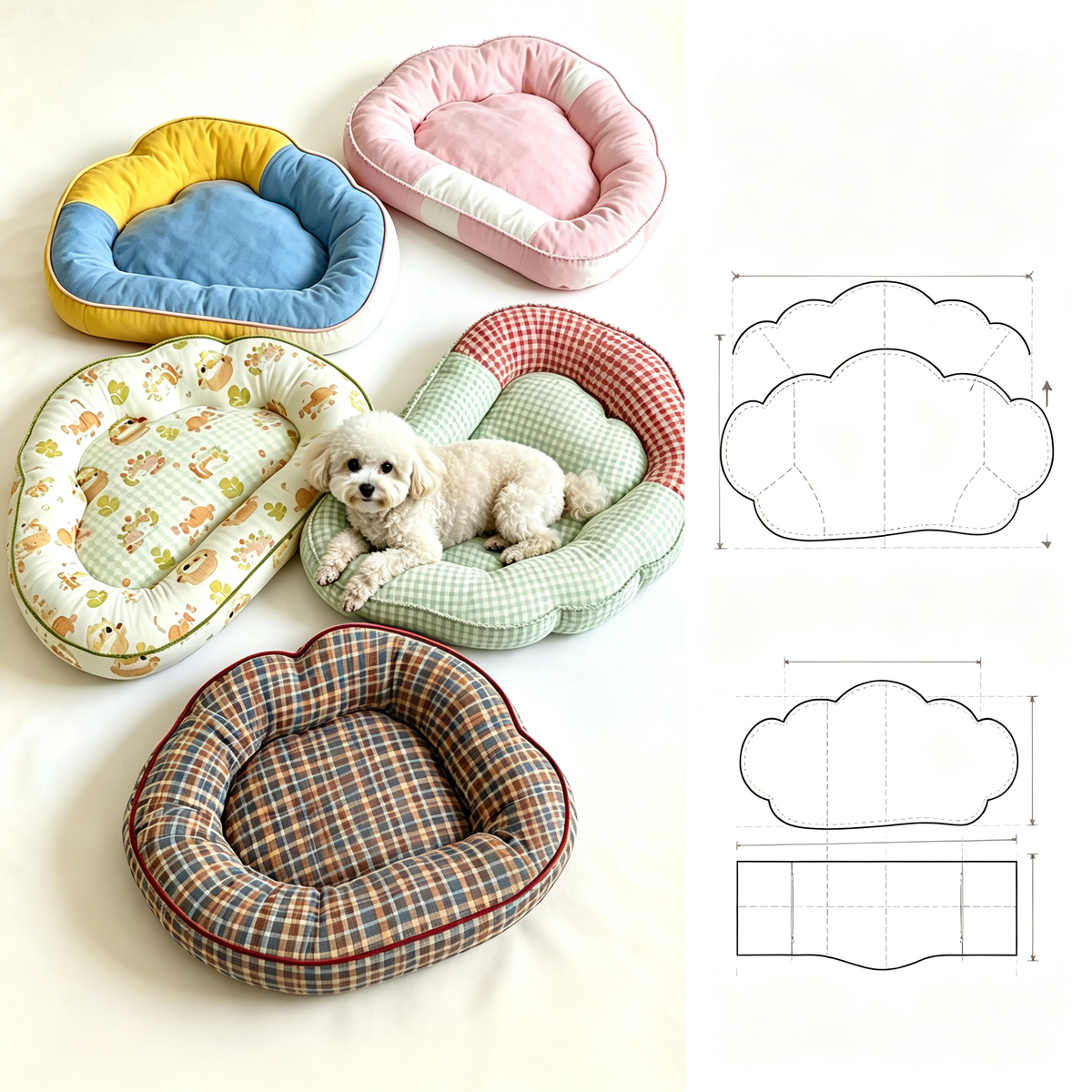 Sewing Tutorial + Cloud Pet Bed Pattern (S–XL) — Beginner-Friendly PDF for Dogs & Cats, Instant Download