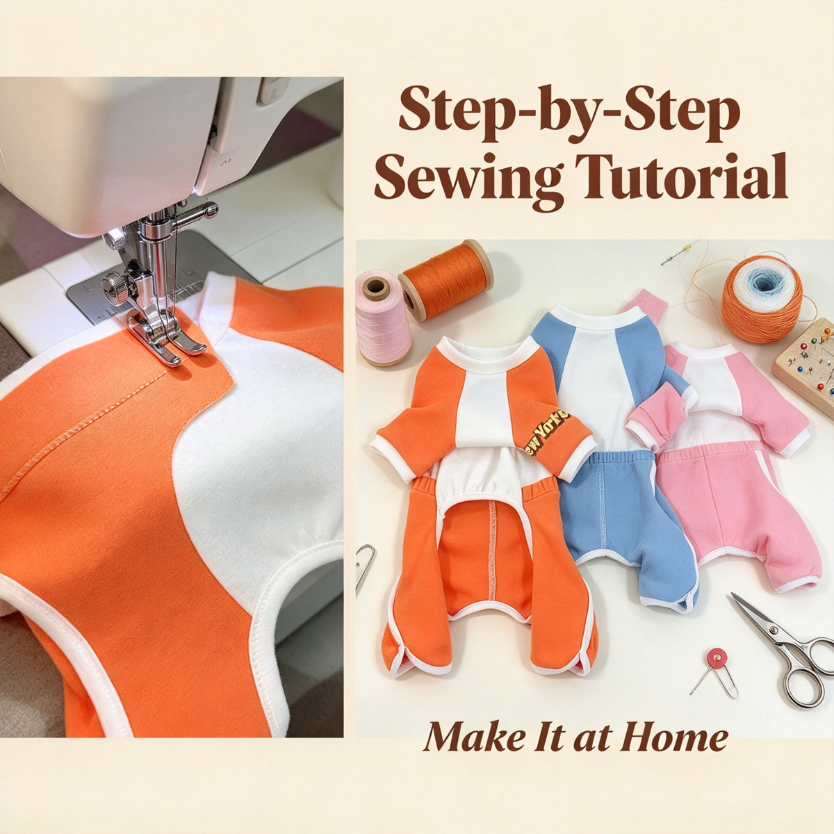 Pet Raglan Bodysuit Sewing Pattern with Video Tutorial | A3 Printable PDF | 7 Sizes S-4XL | Dog Cat Four-Leg Jumpsuit
