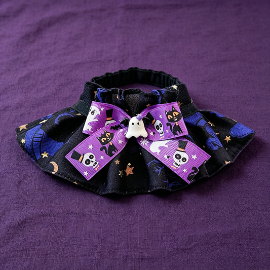 Halloween Pet Collar Set – 3 Spooky Styles, Adjustable Dog & Cat Neckwear with Bow Tie, Ghost, Pumpkin & Bat Prints, Perfect for Trick-or-Treat and Pet Costumes