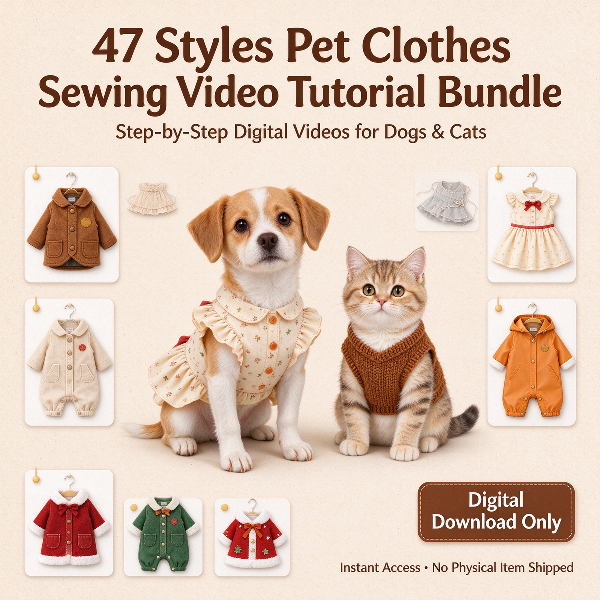 （02）47 Styles Pet Clothes Sewing Video Tutorial Bundle | Buy PDF Sewing Patterns, Get All Video Tutorials Free