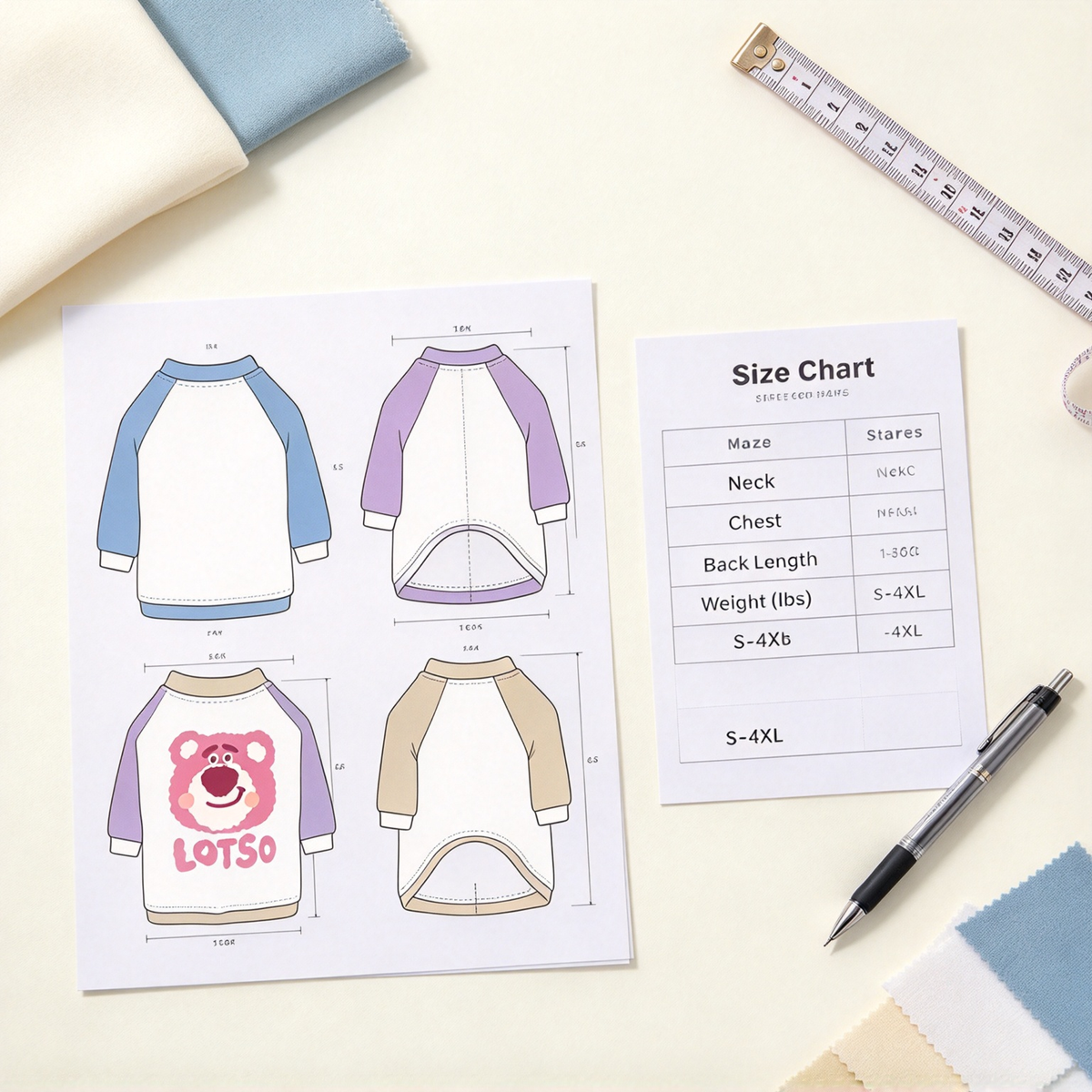Pet Raglan Sweatshirt Sewing Pattern with Step-by-Step Tutorial | A3 Printable PDF | Sizes S-4XL | Dog Cat Casual Shirt