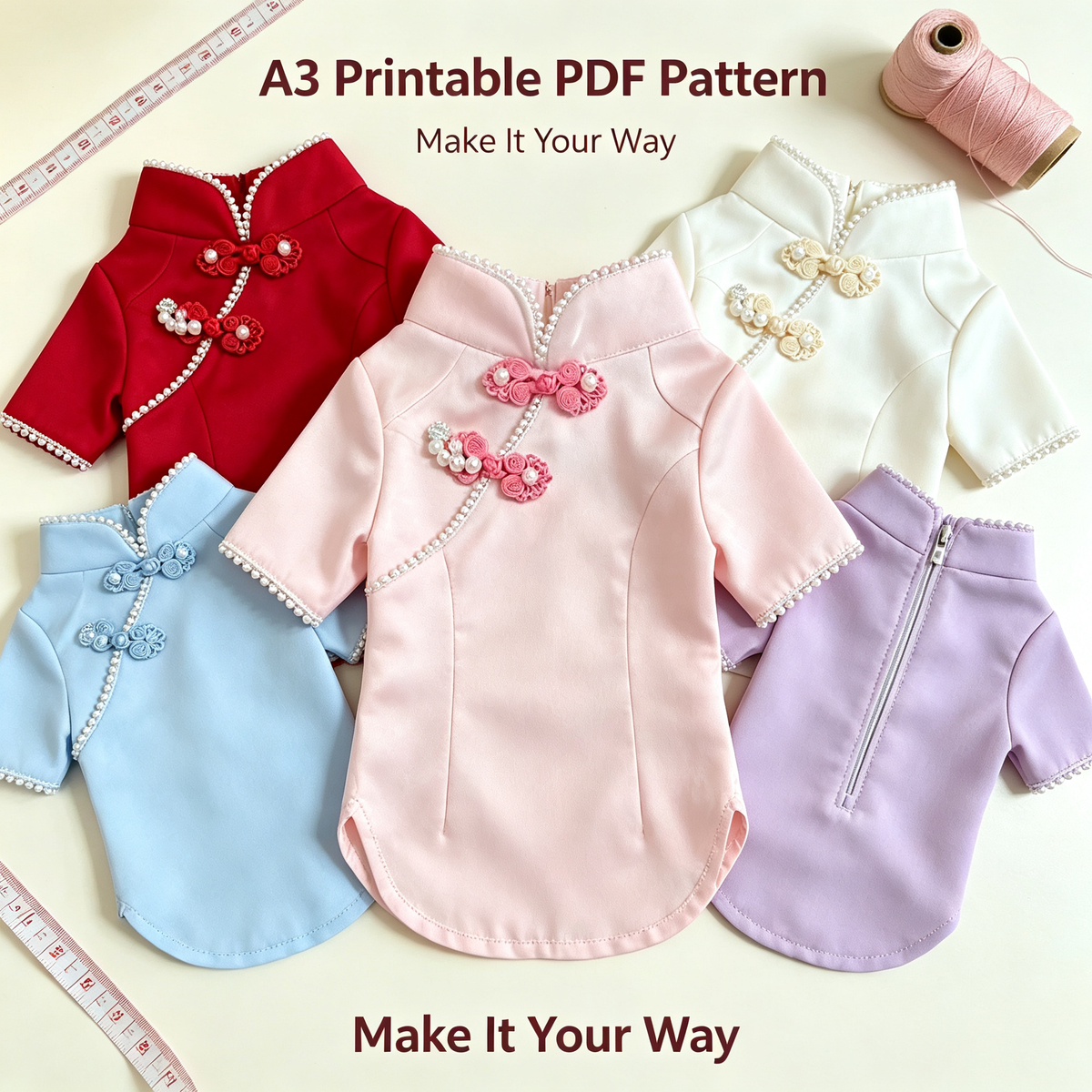 Pet Wearable Sewing Pattern + Video Tutorial | S-4XL | A3 Printable PDF for Dogs & Cats