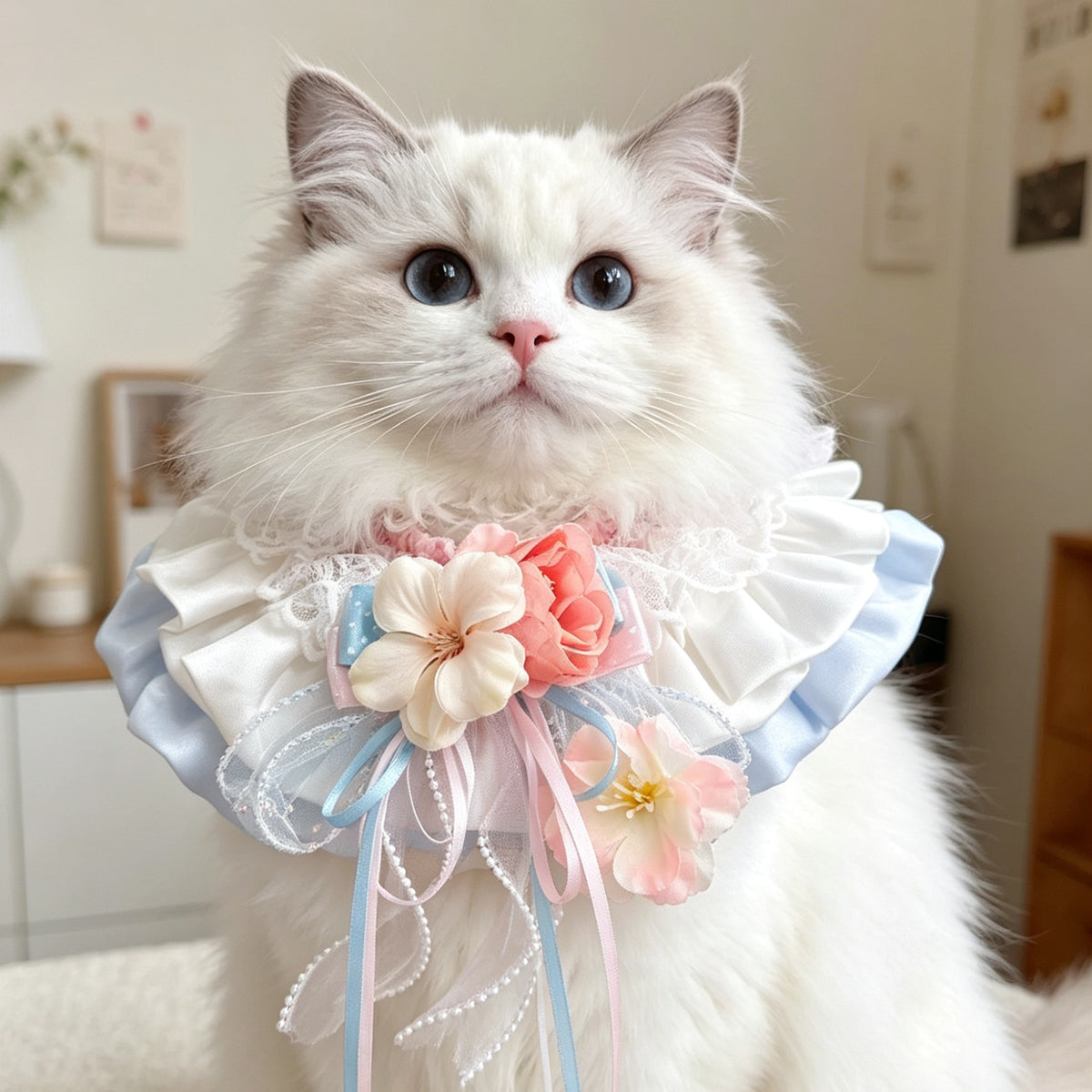 Sweet Lace Stretch Pet Bib for Small Dogs & Cats – Princess Neckerchief with Bow