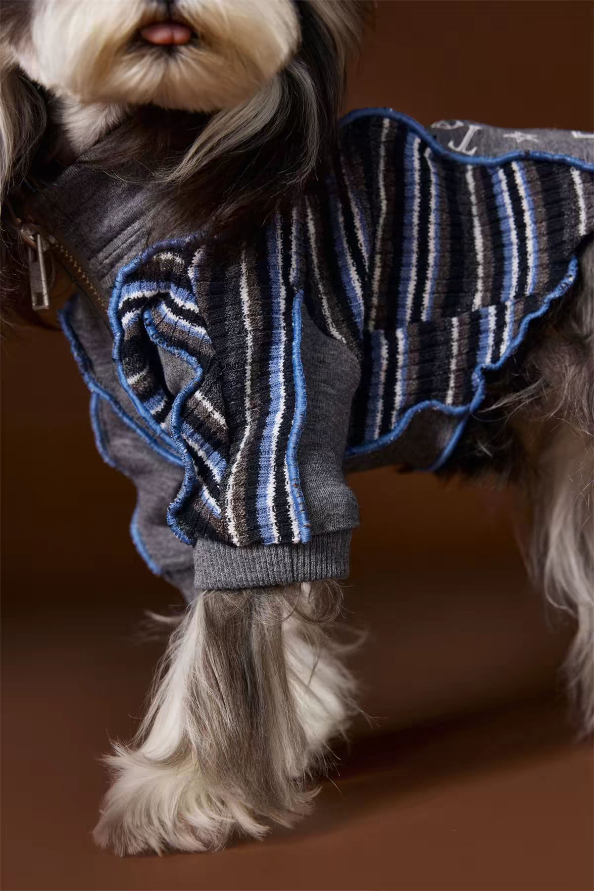 Striped Ruffle Dog Sweatshirt, Warm Pet Clothes, 6 Sizes XS-XXL