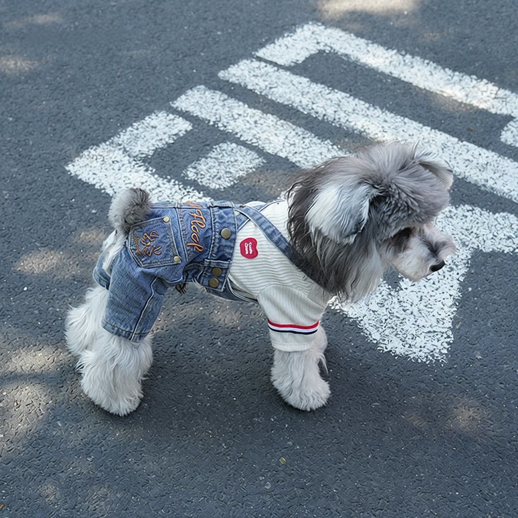 Pet Low-Rise Denim Overalls Sewing Pattern with Video Tutorial | A3 Printable PDF | 7 Sizes S-4XL | Dog Cat Jumpsuit Harness Pants