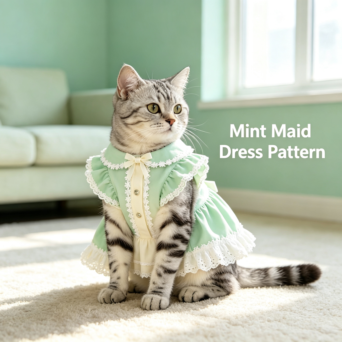 Pet Puff Sleeve Dress Sewing Pattern with Video Tutorial | A3 Printable | 7 Sizes (S-4XL) | Dog Cat Ruffled Dress Digital PDF