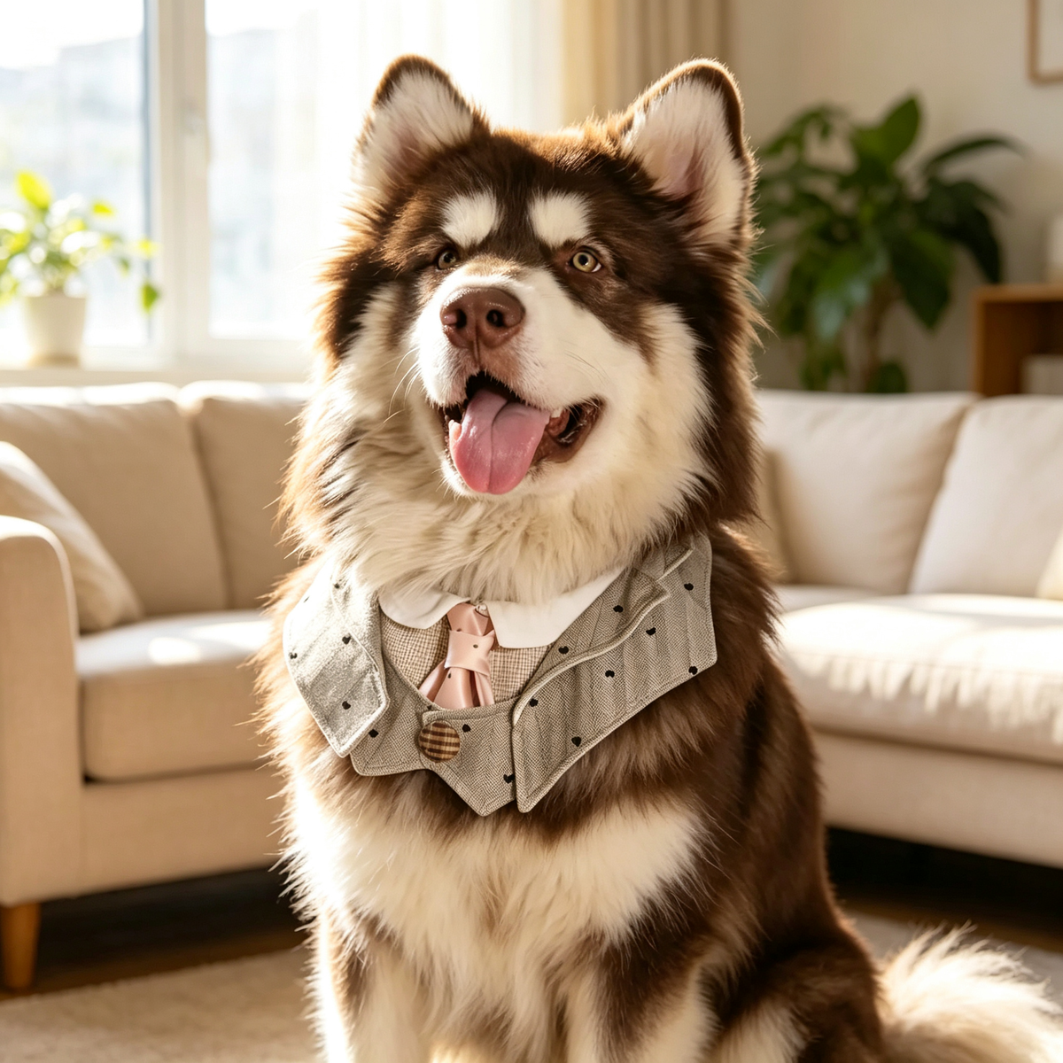 British Gentleman Pet Suit Collar with Bow Tie – Formal Dog & Cat Neckwear