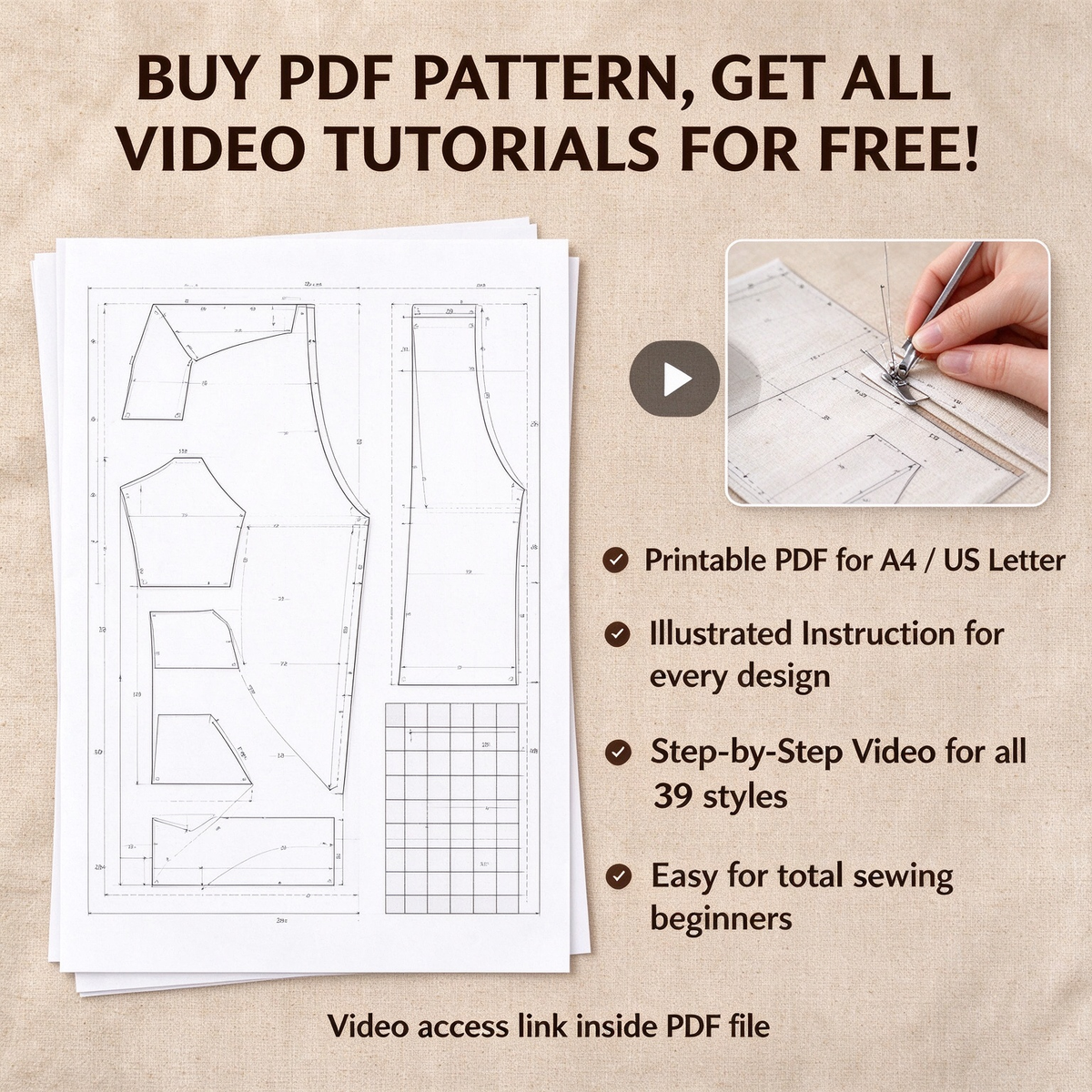 39 Styles Bundle｜PDF Sewing Pattern + FREE Full Video Tutorials | Dog & Cat Bandana / Pet Neckerchief
