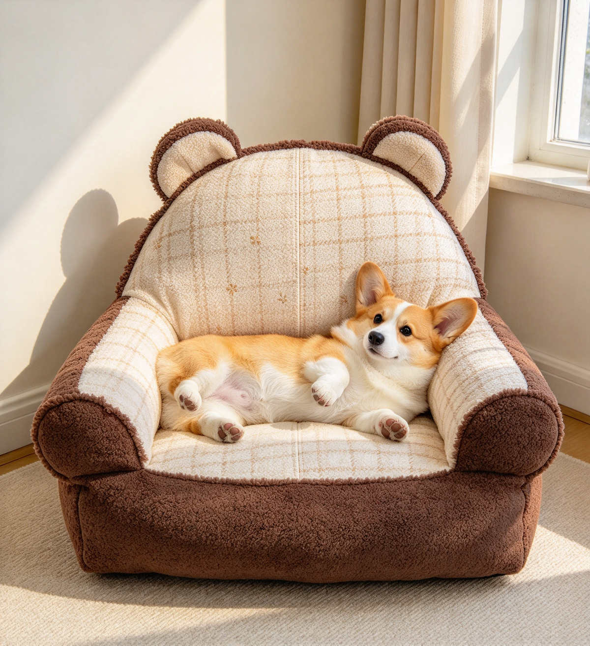 Bear Ear Pet Sofa Bed PDF Sewing Pattern | A3 Printable DIY Couch Bed for Small Dogs and Cats Up to 16.5 lbs