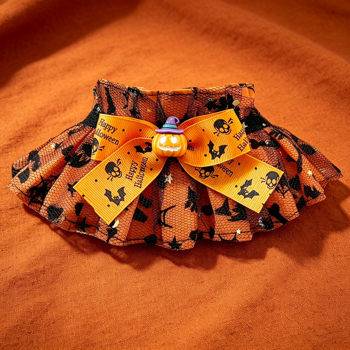 Halloween Pet Collar Set – 3 Spooky Styles, Adjustable Dog & Cat Neckwear with Bow Tie, Ghost, Pumpkin & Bat Prints, Perfect for Trick-or-Treat and Pet Costumes