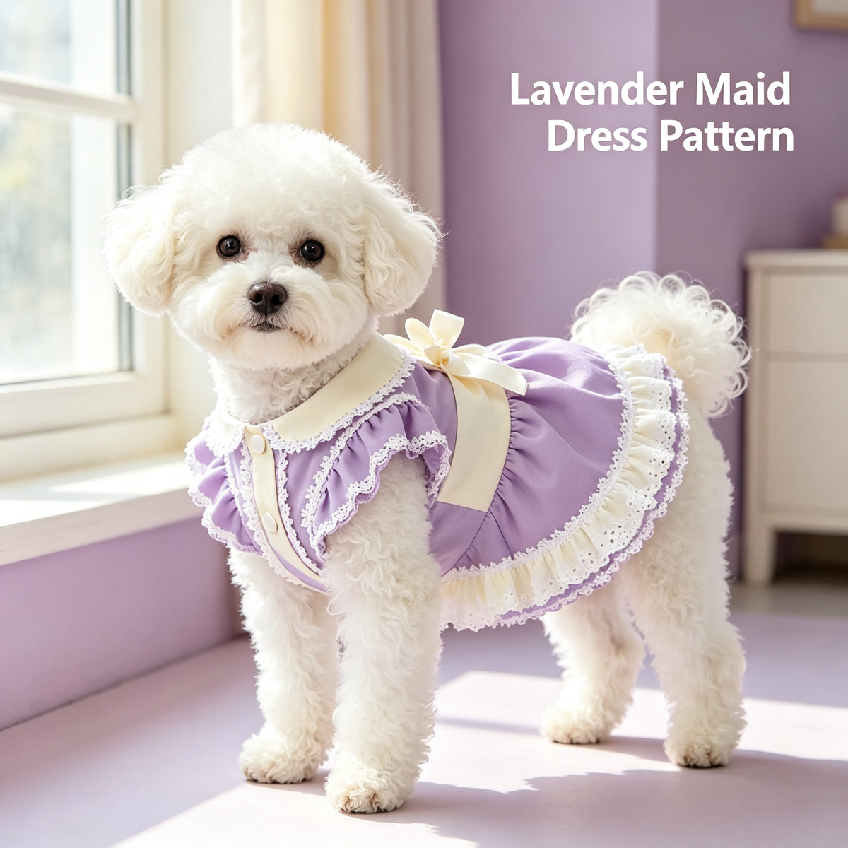 Pet Puff Sleeve Dress Sewing Pattern with Video Tutorial | A3 Printable | 7 Sizes (S-4XL) | Dog Cat Ruffled Dress Digital PDF