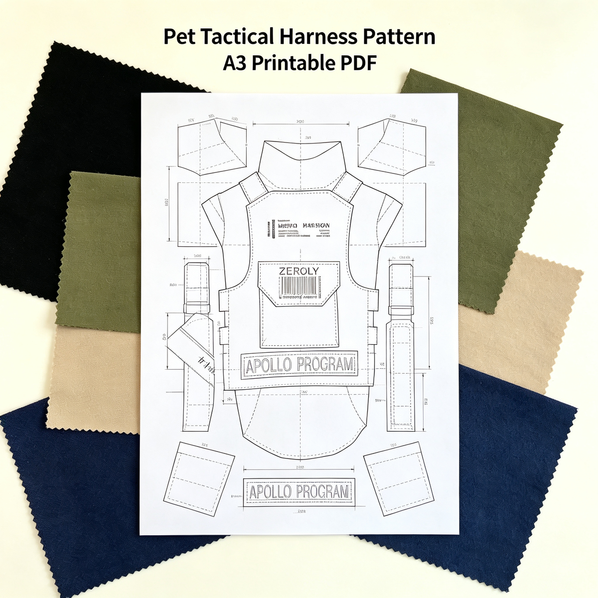 Pet Tactical Vest Harness Sewing Pattern with Video Tutorial | A3 Printable PDF | 7 Sizes S-4XL | Military Style Dog Cat Utility Vest