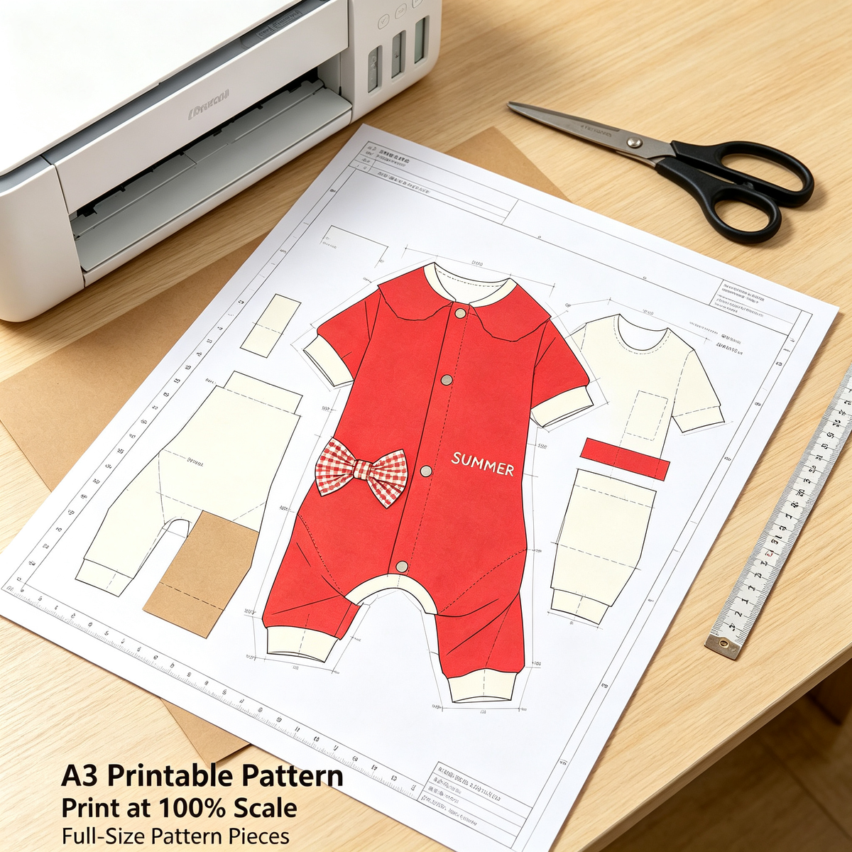 Pet Four-Leg Full Belly Jumpsuit Sewing Pattern with Video Tutorial | A3 Printable | 7 Sizes (S-4XL) | Dog Cat Onesies Digital PDF