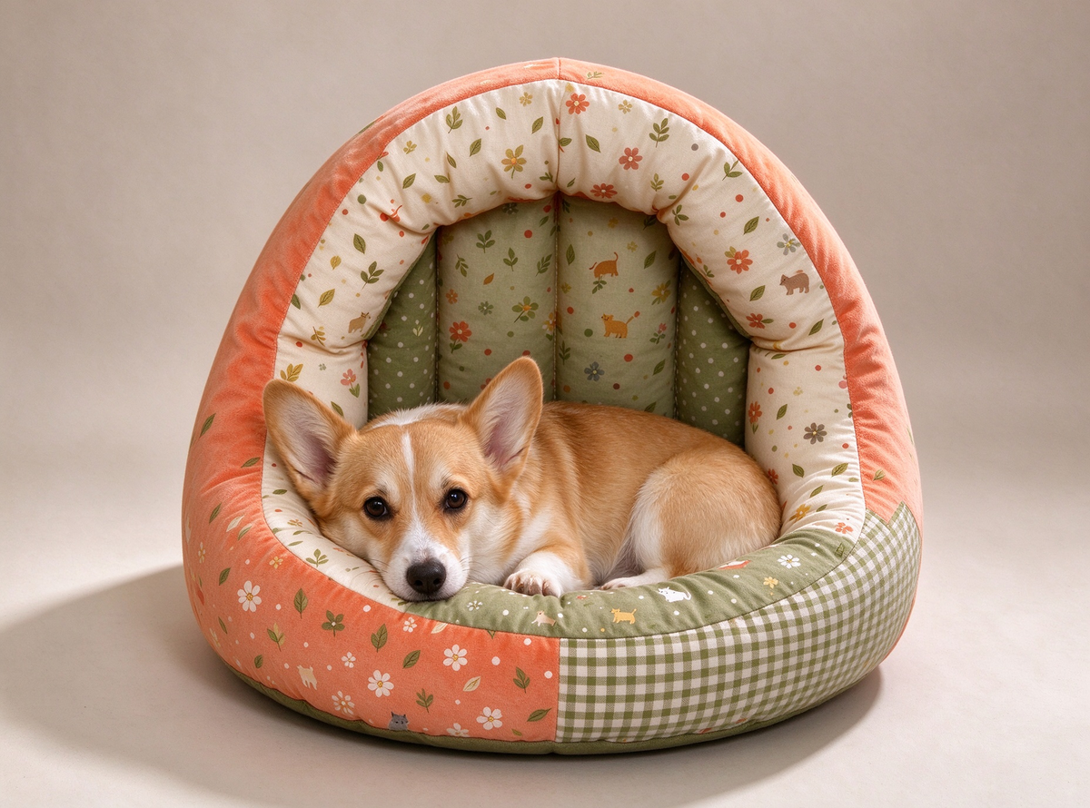 Shell Shape Pet Cave Bed PDF Sewing Pattern | A3 Printable Pattern for Cats & Dogs Up to 16.5 lbs, DIY Cozy Enclosed Pet Nest Template