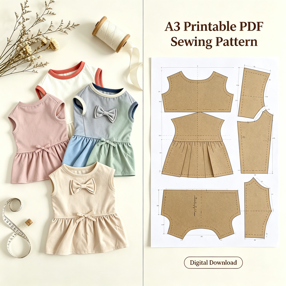 47 Pet Clothes Sewing Patterns Bundle | A3 Printable PDF | Dog & Cat Apparel Collection with Step-by-Step Video Tutorials | Lifetime Free Updates | Instant Digital Download