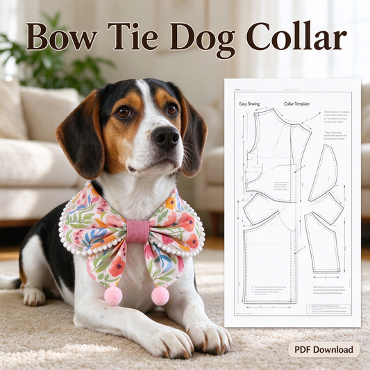 Pet Bow Collar PDF Sewing Pattern with Full Sewing Tutorial, A4 Printable Instant Download, 13 Sizes XS-9XL,  DIY Dog Neck Bandana Template