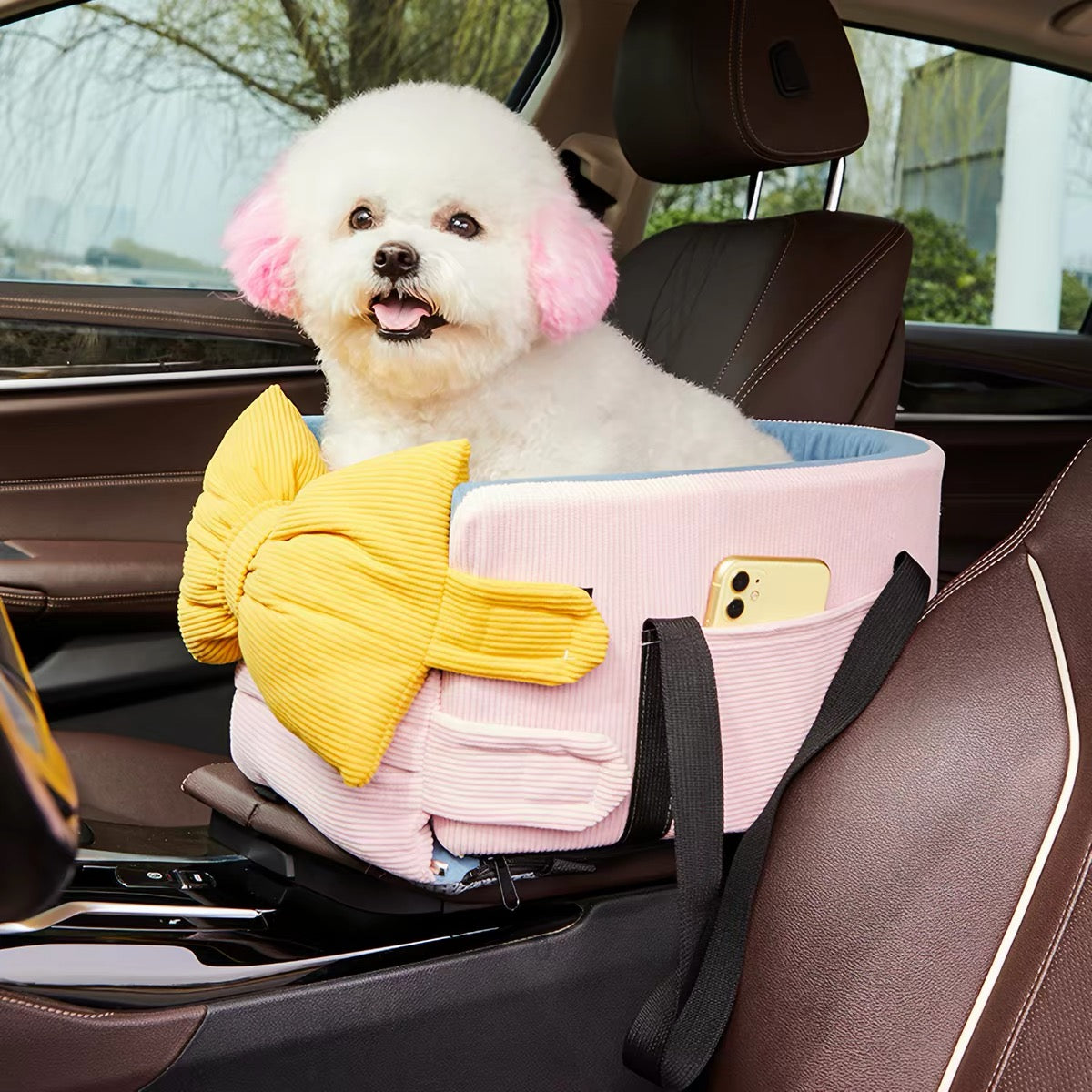 Center Console Pet Car Seat PDF Sewing Pattern | A3 Printable DIY Bow Pet Carrier Nest for Cats & Small Dogs Up to 16.5 lbs