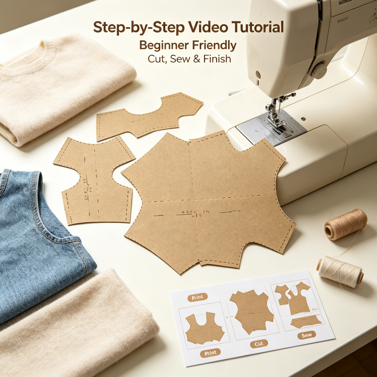 DIY Pet Jumpsuit Vest Sewing Pattern & Full Video Tutorial | 7 Sizes S to 4XL | A3 Format Instant Download
