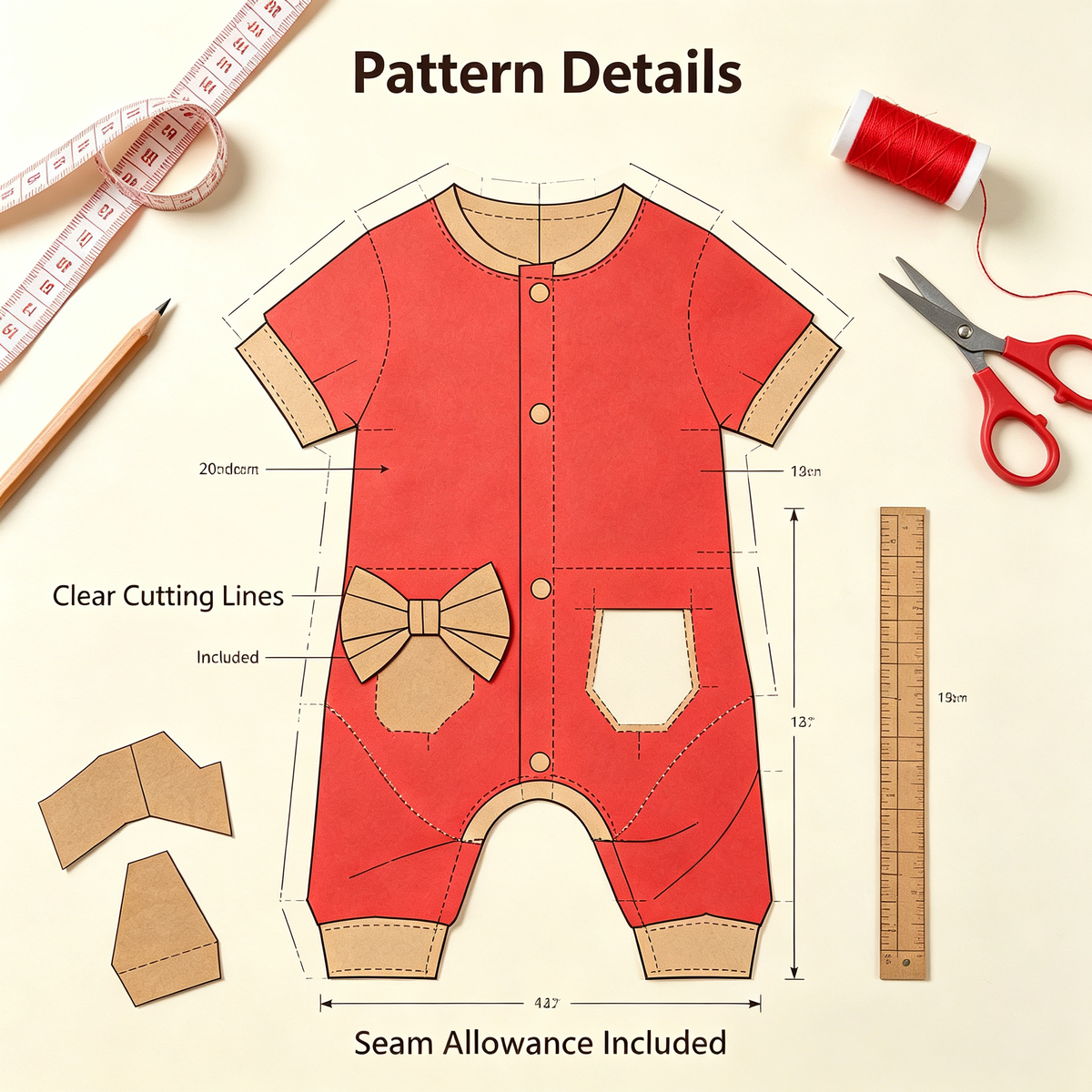 Pet Four-Leg Full Belly Jumpsuit Sewing Pattern with Video Tutorial | A3 Printable | 7 Sizes (S-4XL) | Dog Cat Onesies Digital PDF