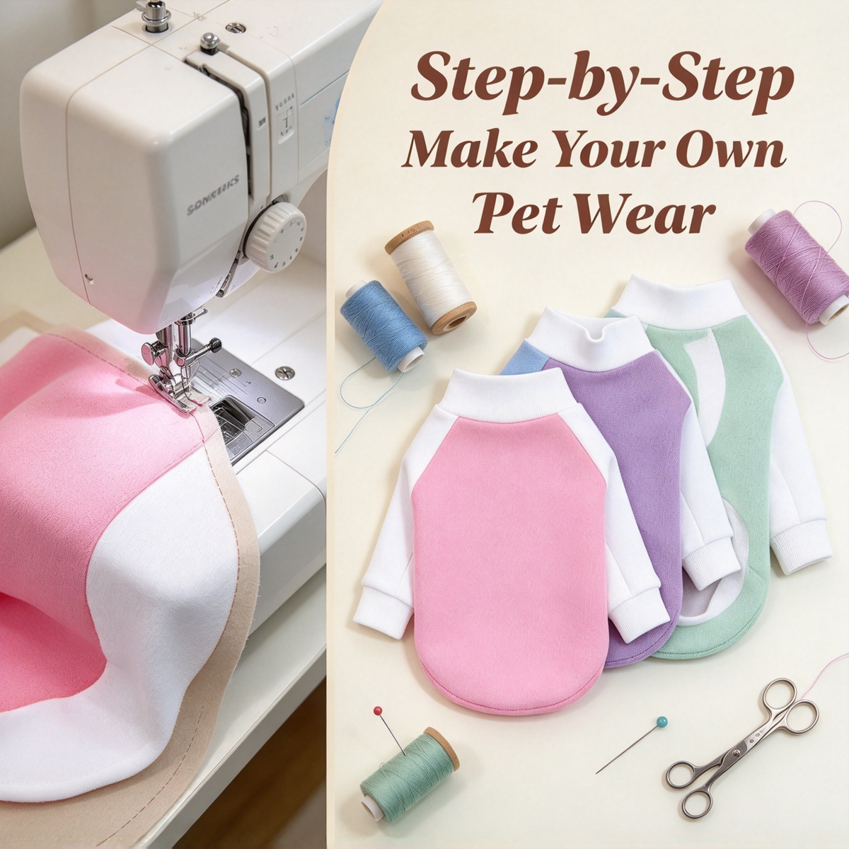 Pet Raglan Sweatshirt Sewing Pattern with Step-by-Step Tutorial | A3 Printable PDF | Sizes S-4XL | Dog Cat Casual Shirt