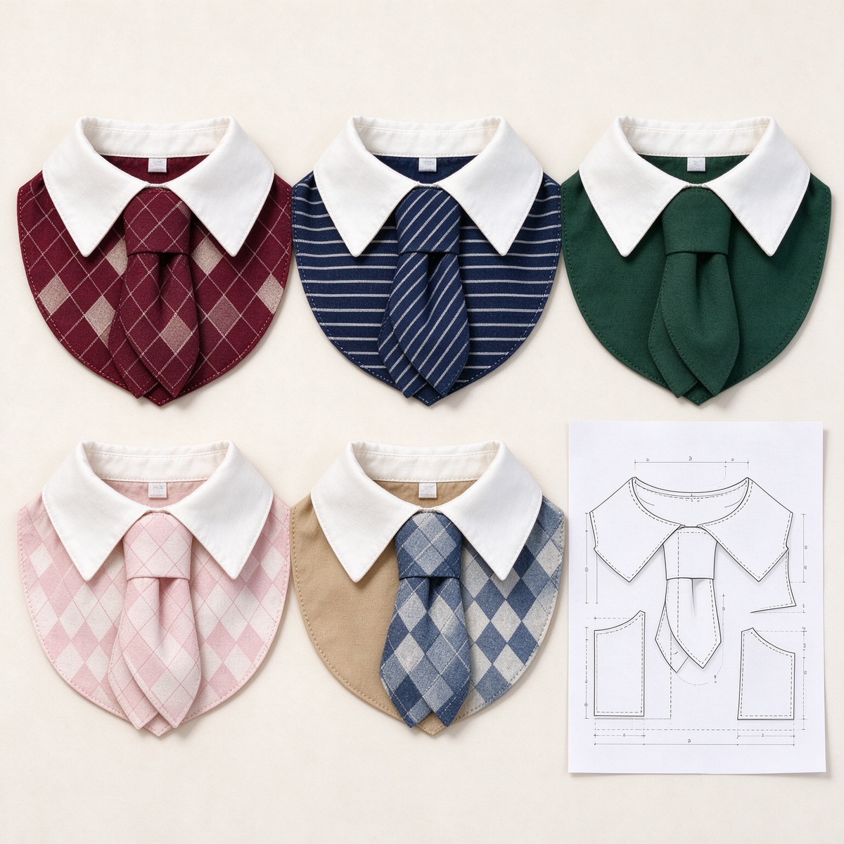 Gentleman Style Pet Collar Bib PDF Sewing Pattern | A4 Printable | 14 Sizes (XXS-9XL)| Formal Dog Cat Neck Tie Bandana Pattern