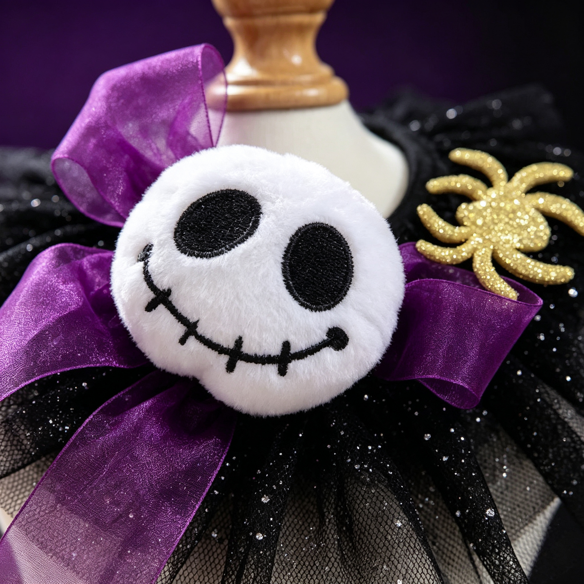 Halloween Ghost Skull Pet Collar – Spooky Tulle Neckwear for Dogs & Cats