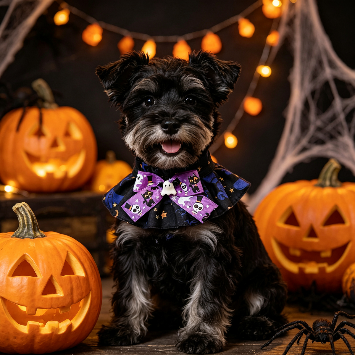 Halloween Pet Collar Set – 3 Spooky Styles, Adjustable Dog & Cat Neckwear with Bow Tie, Ghost, Pumpkin & Bat Prints, Perfect for Trick-or-Treat and Pet Costumes
