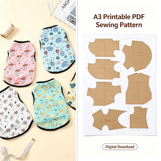 Pet Dog Cat Tank Top Sewing Pattern + Video Tutorial | S-4XL | A3 Printable PDF